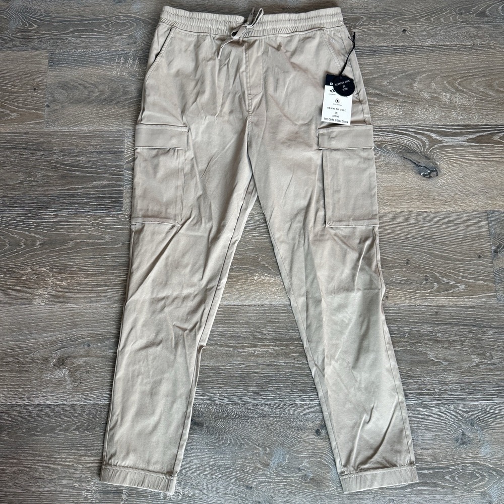 Kenneth Cole Active Tech Jogger  Ankle Zip Cargo Lightweight Khaki Size Large